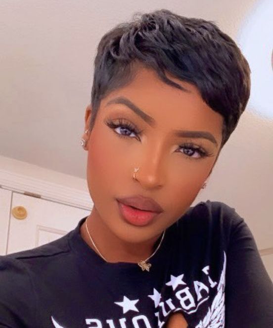 Short Black Pixie Cut Straight Wigs Real Human Hair No Lace Wig Natural Handsome | eBay