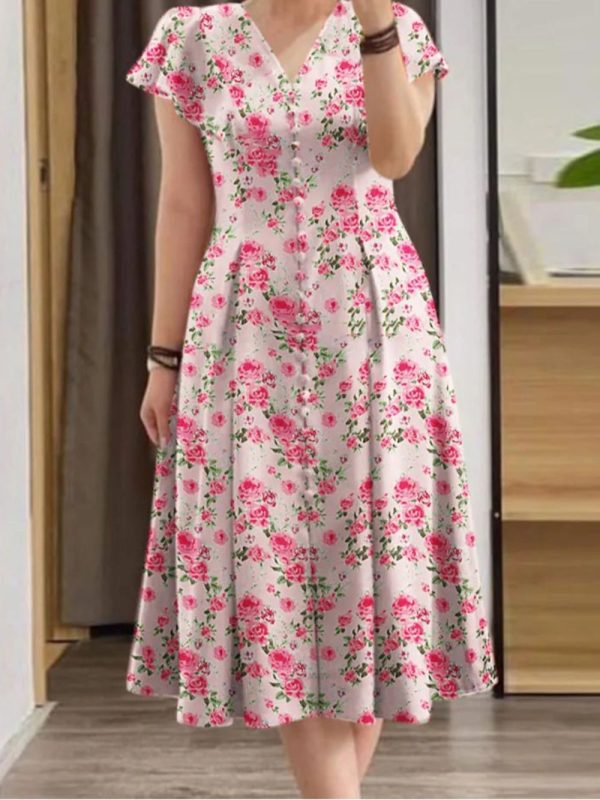 Women's Summer Short Sleeve Floral Dress