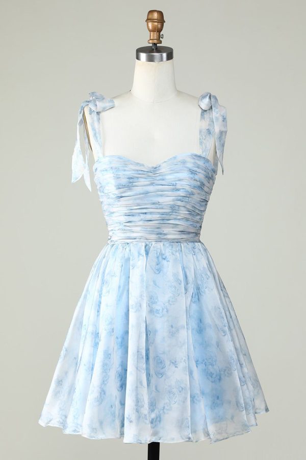 Zapakasa Women Sage Printed Short Homecoming Dress Stylish A Line Cocktail Dress