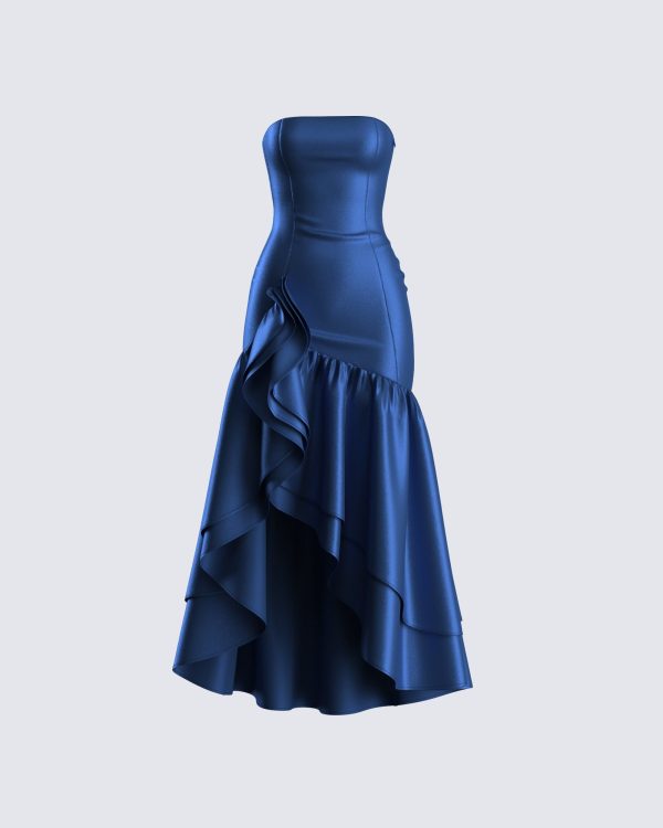 Jo Navy Ruffle Maxi Dress