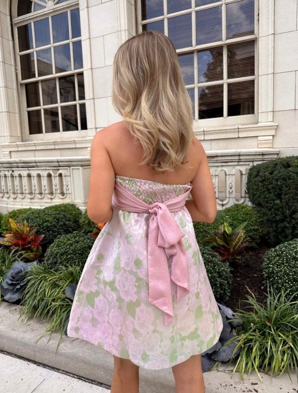 Jacquard Floral Tube Fit and Flare Mini Dress - Small