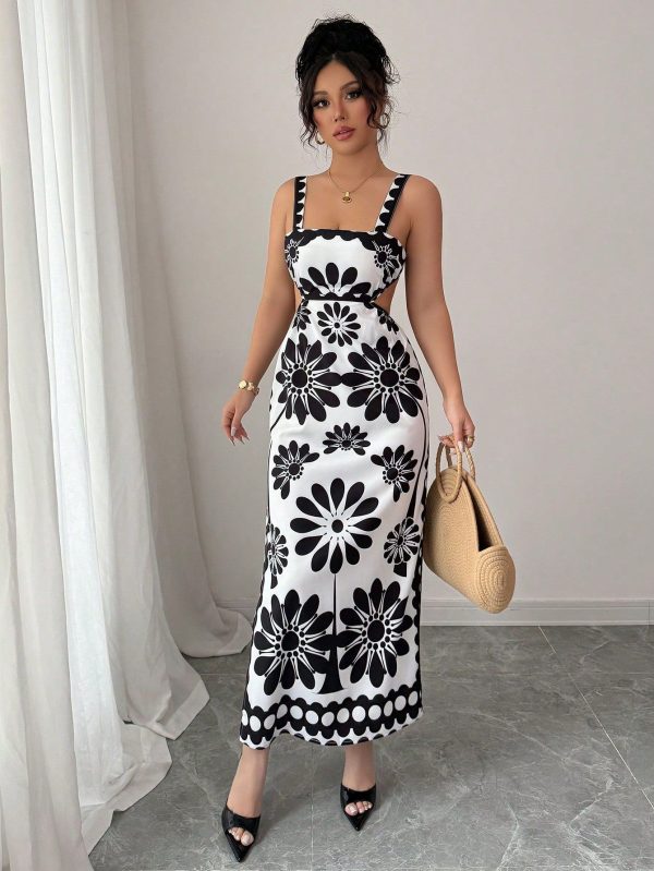 Women's Long Cutout Lace-Up Sexy Dress, Casual Beach Holiday