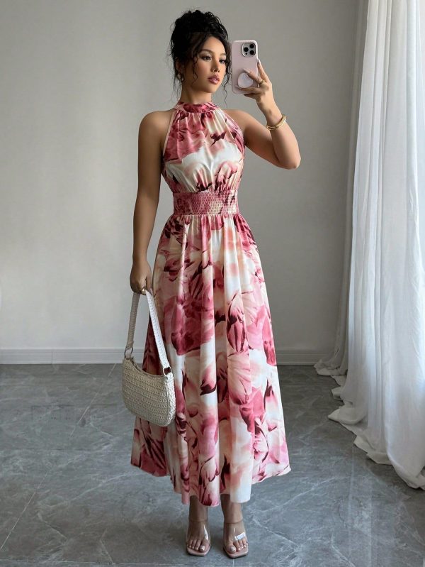 Women's Random Printed Simple Sleeveless Casual Dress For Everyday Wear Maxi Women Outfit Long Evening Dresses