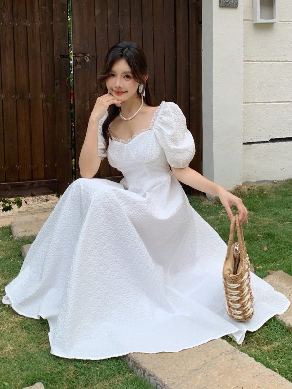 Women Casual Solid Color Mid-Length Vacation Dress, Summer