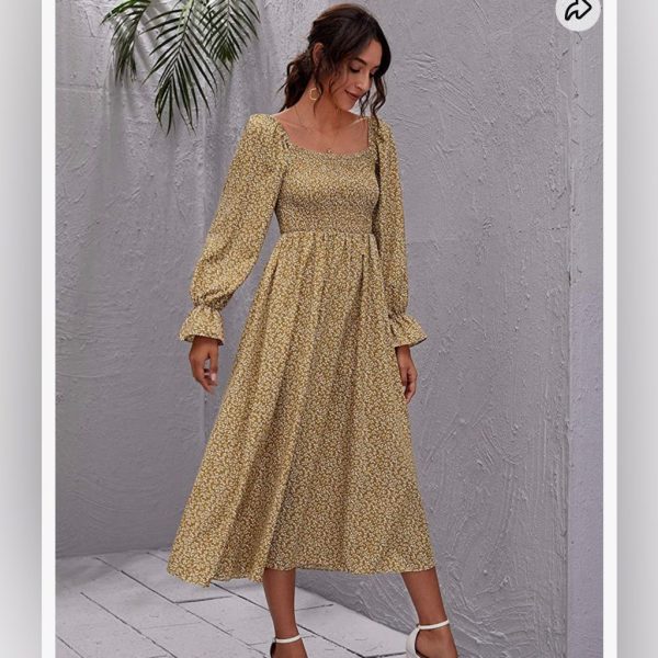 Amazon Dresses | Brand New* Yellow Midi Dress | Color: Yellow | Size: L