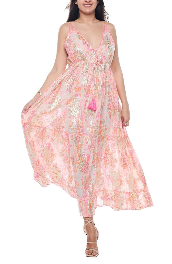 RANEES Tassel Cotton Maxi Sundress in Pink at Nordstrom Rack