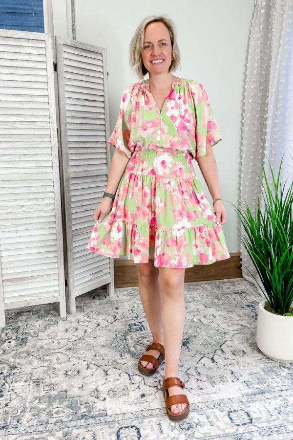 Peach Blossom Dress - Medium / Sage