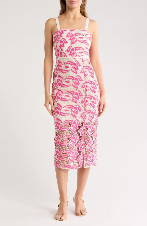 Sam Edelman Artisinal Lace Midi Dress in Pretty Pink at Nordstrom Rack, Size 10