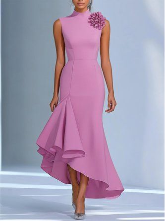 StyleWe Women Elegant Maxi Dress Mid Waist X-Line Stand Collar All Season For Prom