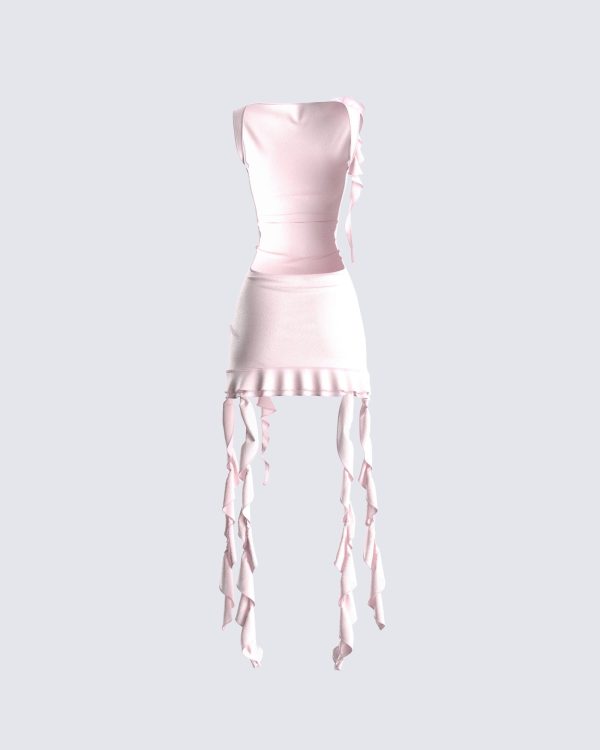 Tiana Pink Ruffle Rosette Dress - 1X