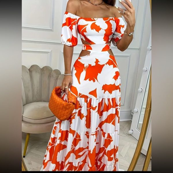 New Cute Dress! | Color: Orange/White | Size: S