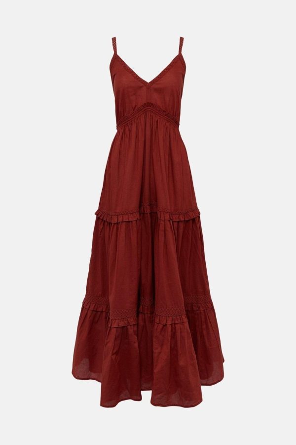 Dresses | Drawstring Side Lace Trim Full Maxi Dress | Oasis