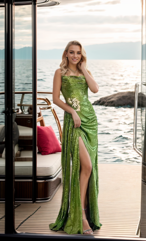Versatile Detachable Spaghetti Strap Hallowed Back Sequin Cocktail Dress - 14 / Other Colors