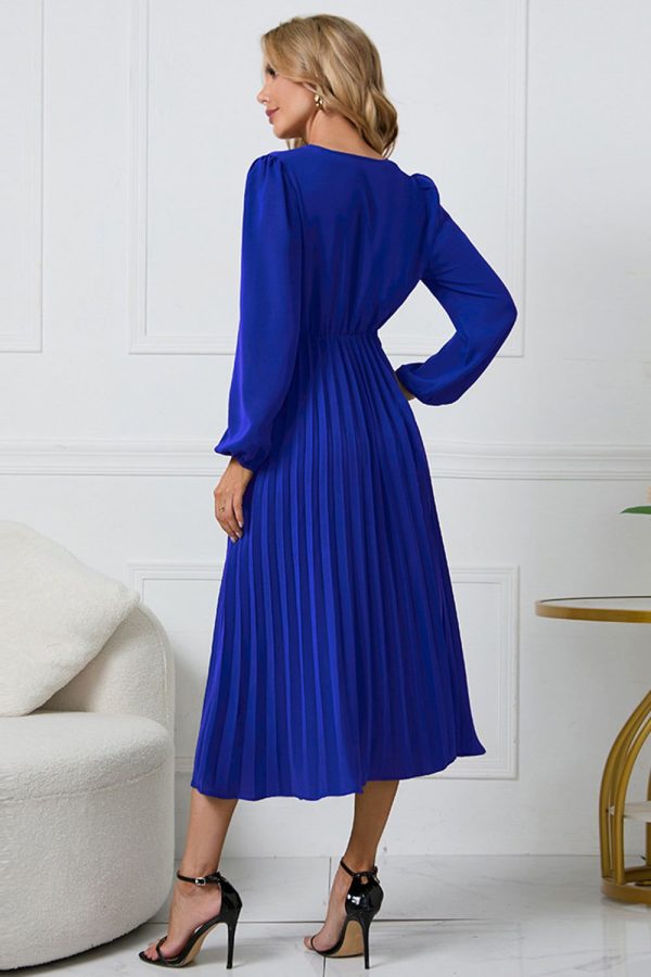 ZAPAKASA Women Black Cocktail Dress A-Line Long Party Dress with Belts Long Sleeves Wrap Pleated Formal Dress