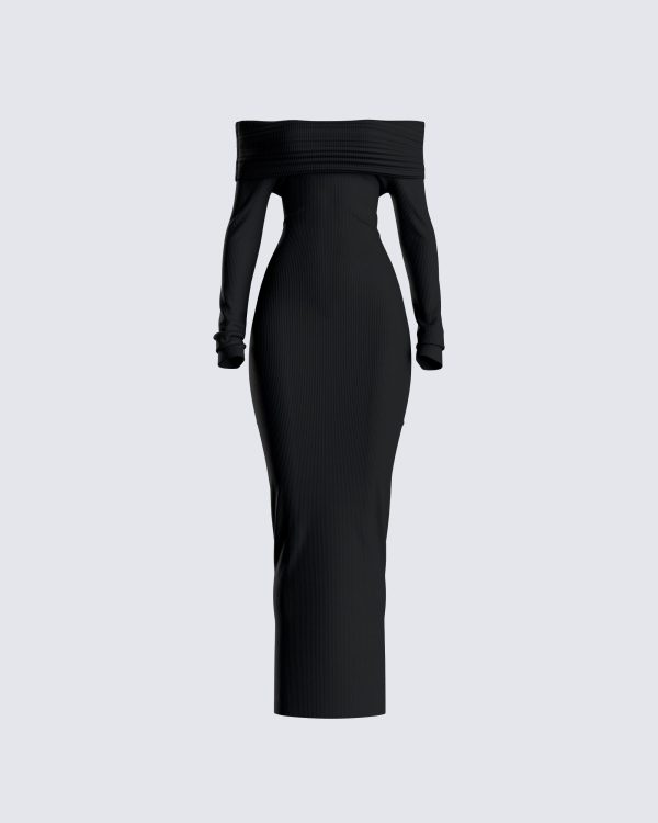 Kyan Black Off Shoulder Maxi Dress