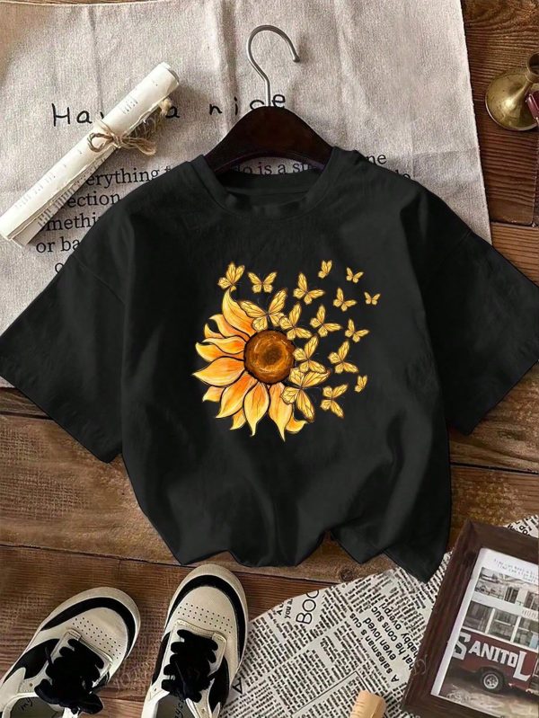 Summer Casual Drop-Shoulder Round Neck Short Sleeve T-Shirt, Daily Wear