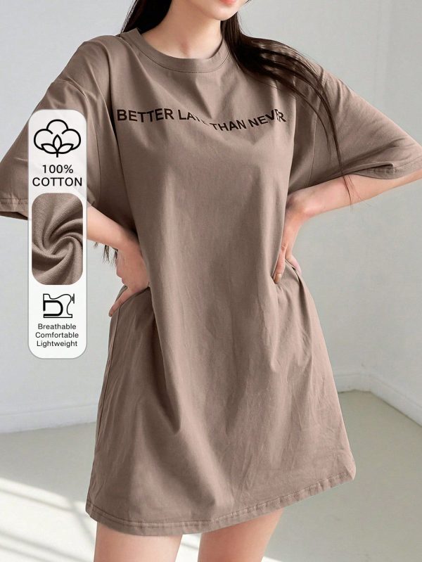 Slogan Graphic Drop Shoulder Tee Dress Sundress