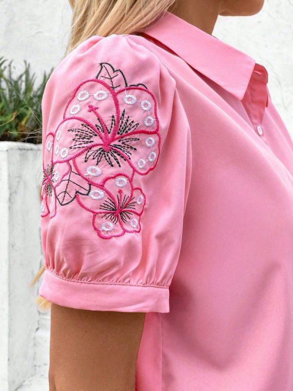 Plus-Size Casual Summer Woven Shirt For Women