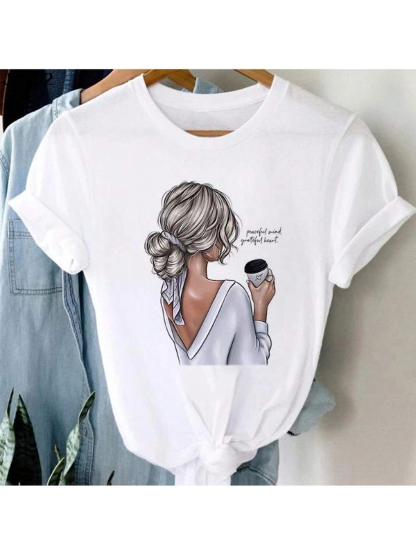 New Harajuku Women's Coffee Sweet Girl Printed Female T Shirt Cartoon Short Sleeve Summer Ladies T-Shirt Tops Tee Tshirt Clothes