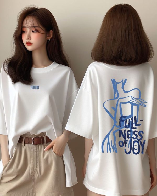 Fullness Of Joy Oversize T Shirt,White T Shirt, Basic Woman T Shirt,Gift for Woman,Blue T- Shirt, Summer Vibe T Shirt,Summer Clothing