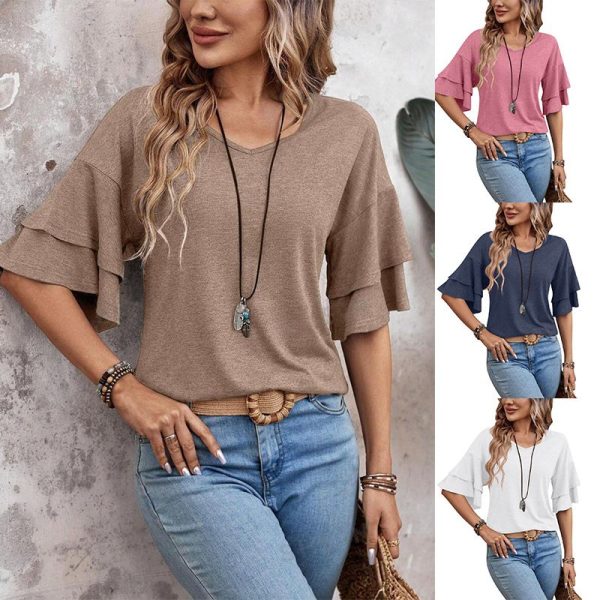 Solid Casual Loose Blouses For Women Fashion 2025 Summer Vintage Women's Oversized Shirts And