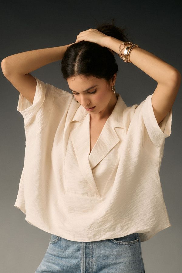 Dylon Short-Sleeve Wide Placket Top