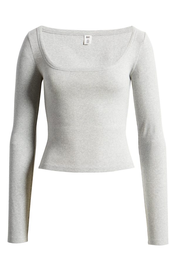 BP. Rib Stretch Cotton T-Shirt in Grey Heather at Nordstrom, Size X-Large