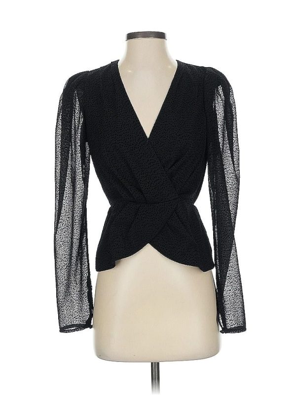 Express Long Sleeve Blouse: Black Tops - Size X-Small