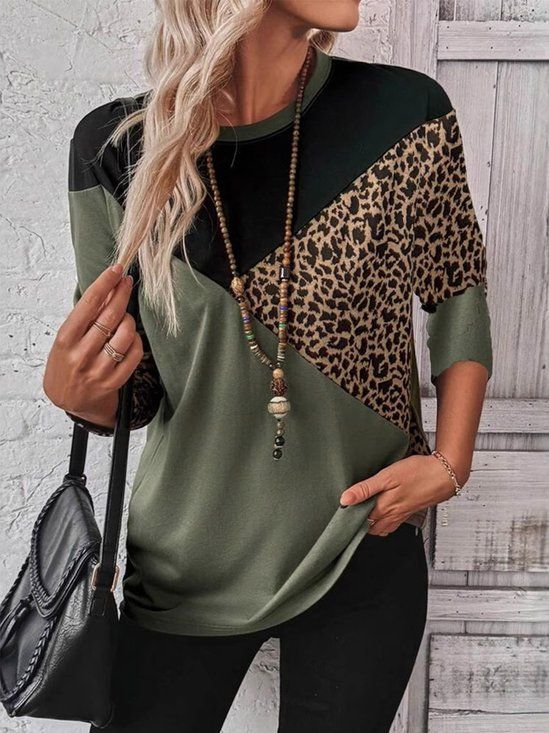 Women Color Block Long Sleeve T-shirt