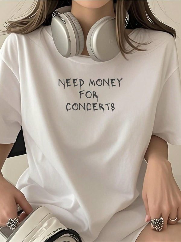 綿100% コンサートのためにお金が必要、オーバーサイズのボックスTシャツ、快適な音楽愛好家シャツ、カジュアルなコンサートウェア、コンサートファンへのギフト、楽しいグラフィックTシャツ