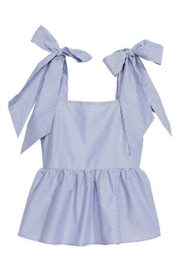 Flounced top - Blue/White/Striped - Ladies | H&M GB