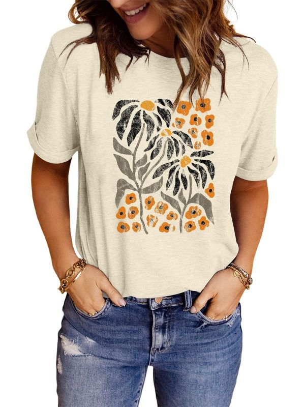 LINDOCITA Womens Graphic Tee Shirts Trendy Casual Summer Loose Fit Short Sleeve Tshirts for Women