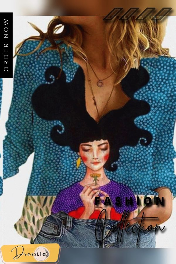 3d Digital Portrait Letter Printing Casual Women's Blouse Spring Autumn New Loose Button Cardigan Long Sleeve Ladies Shirt P10019