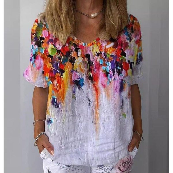 Women's Shirt Floral Daily Stylish Casual Short Sleeve Crew Neck Regular Tops Daily Holiday Beach Wear Print White Yellow Red Purple Summer Spring