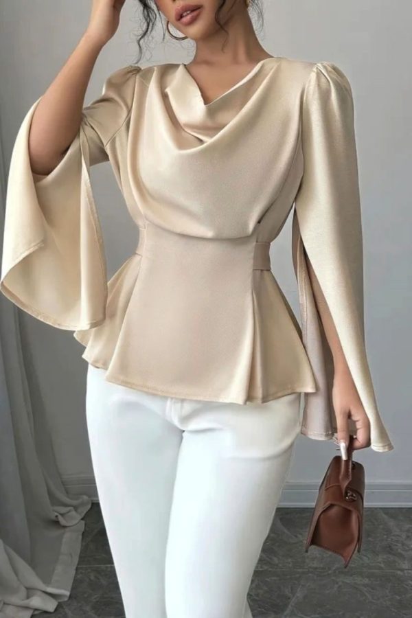 Elegant Solid Color Polyester Shirt for Women