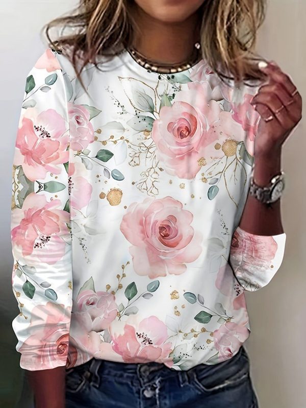Women's Long Sleeve Tee T-shirt Spring/Fall 3D Printing Crew Neck Casual Top