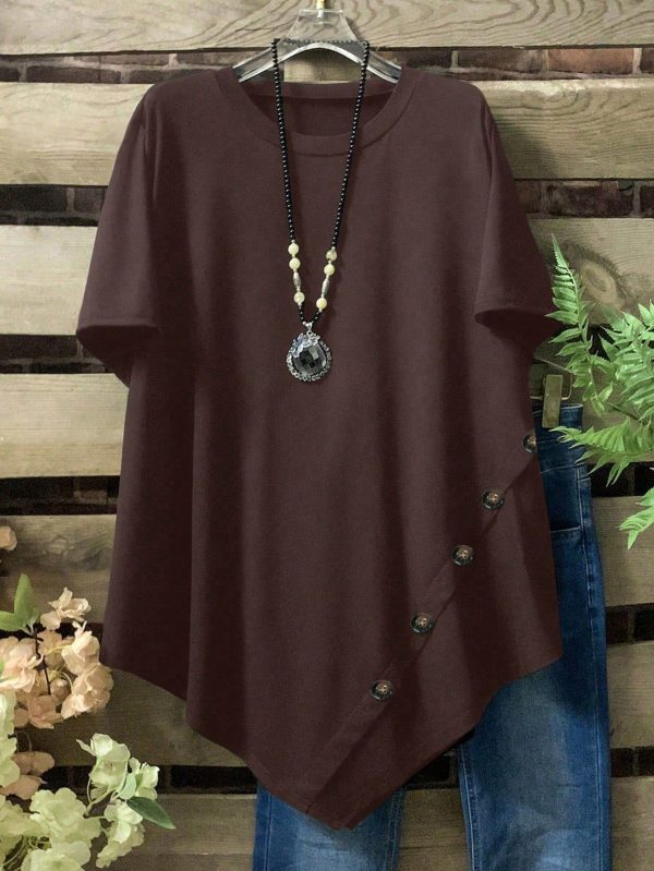 Plus Size Solid Color Short Sleeve T-Shirt, Simple Fashion Casual Everyday Wear
