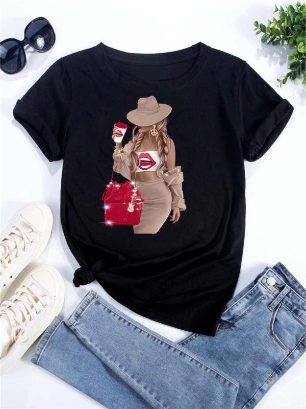 Hot Sales Printed Female Tshirt Women Fashion Graphic Printed T-Shirt Harajuku Streetwear Short