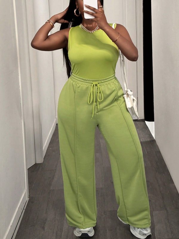Women Plus Size Casual Two-Piece Outfit, Minimalist Street Style, Summer