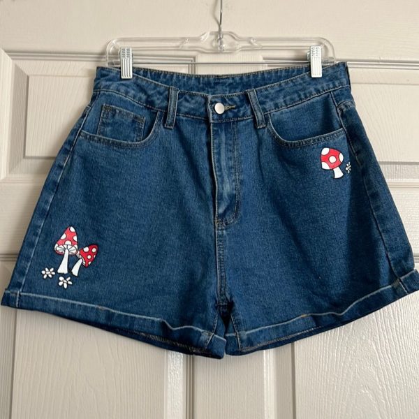 Shein Shorts | Shein Mushroom Shorts | Color: Blue/Red | Size: L
