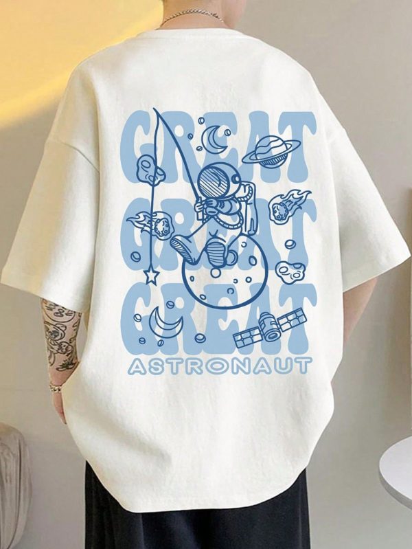 Loose Fit Men Cartoon & Letter Graphic T-Shirt