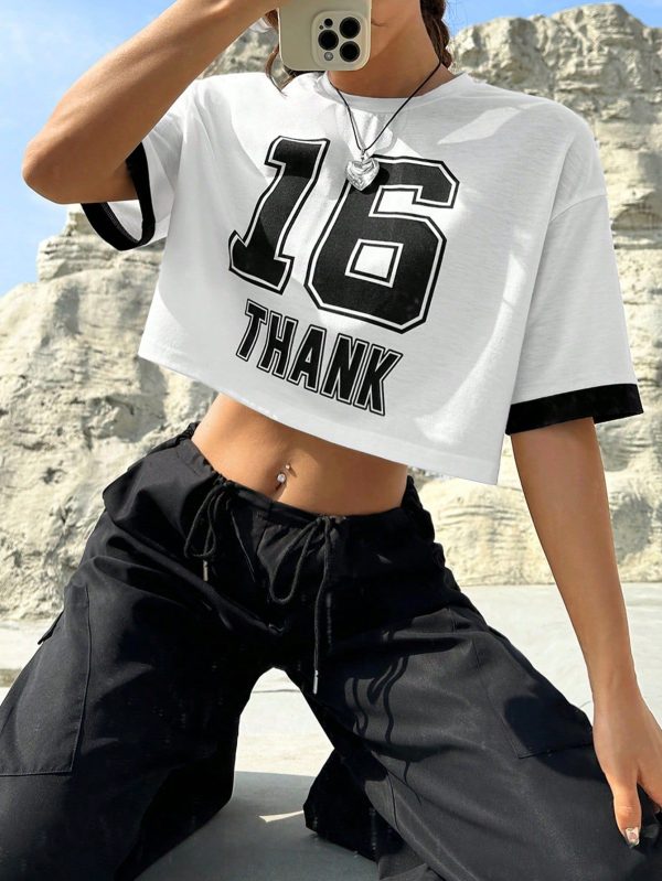 Women's Letter Printed Short Sleeve T-Shirt