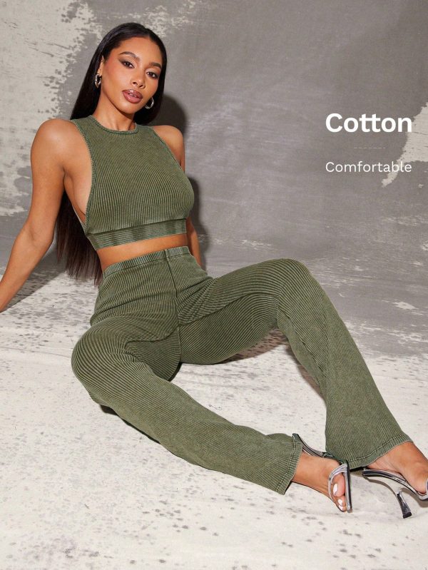 High Waist Ribbed Flare Pants, Streetwear For Women, Casualwear For Women, Lounge Sets