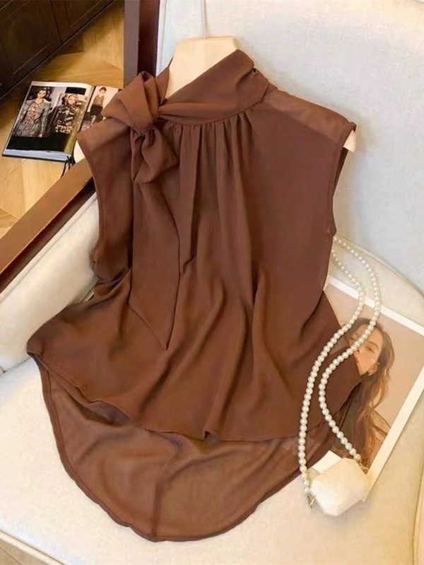 Women's Solid Color Fashion Loose Sleeveless Chiffon Blouse
