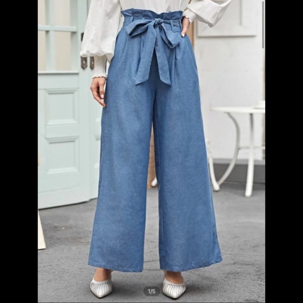 Shein Jeans | Shein Wide Leg High Waisted Jean Jeggings | Color: Blue/Silver | Size: L