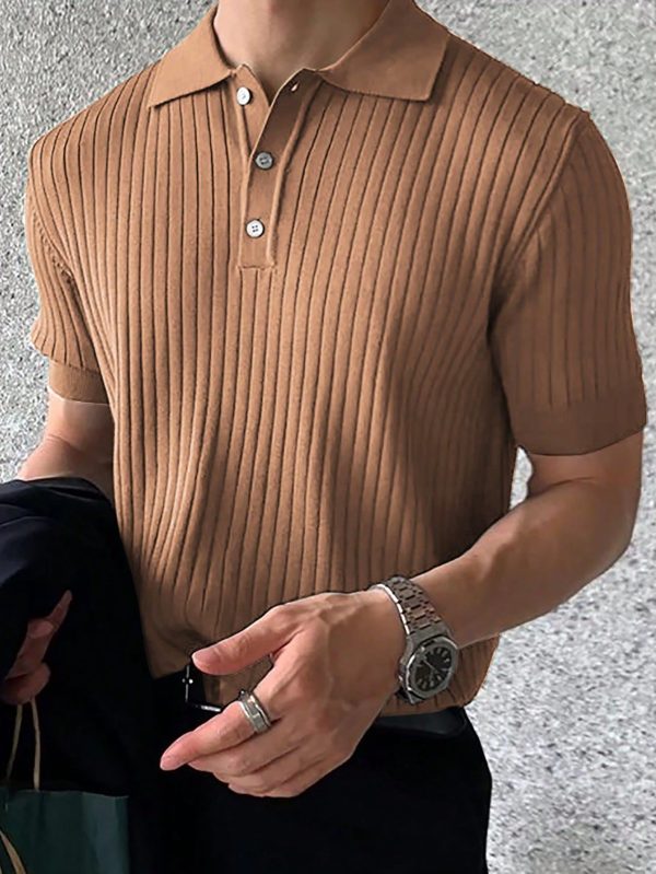 Men's Fashionable Casual Textured Knit Short Sleeve