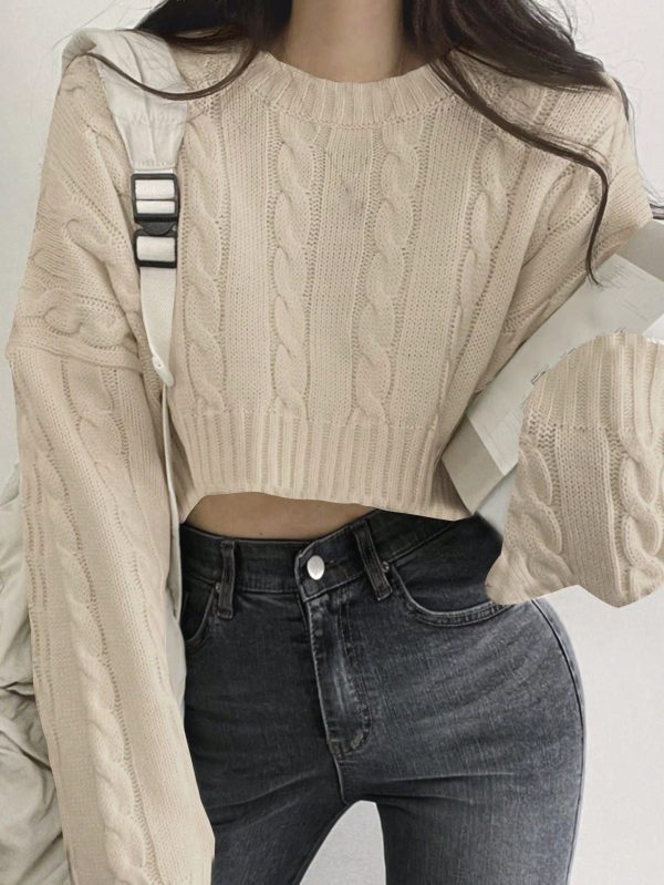 Classic Crew Neck Long Sleeve Solid Color Pullover Sweater - Casual Everyday Wear,Long Sleeve Tops