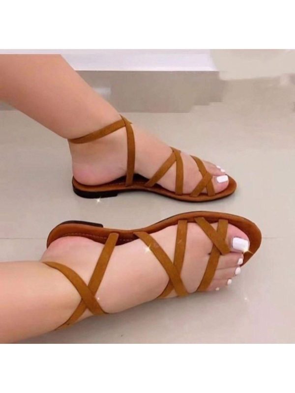 Women's Gladiator Strap Sandals Flat Fisherman Thong Cross Strappy Sandals
