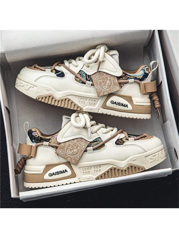 Men's New Breathable Casual Sneakers Low Top Random Graffiti Pattern Thick Sole Anti-Slip Shoes For Summer