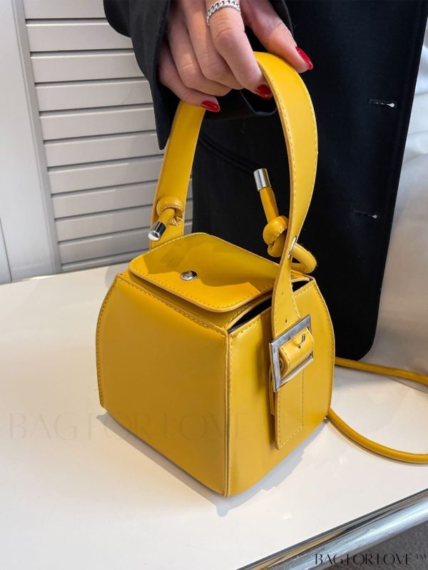 BagForLove - Compact Snap Button Bucket Bag with Stylish Buckle Detail - Black / one-size